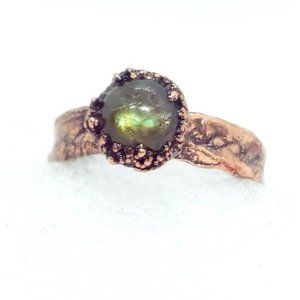 Labradorite copper electroformed crystal ring